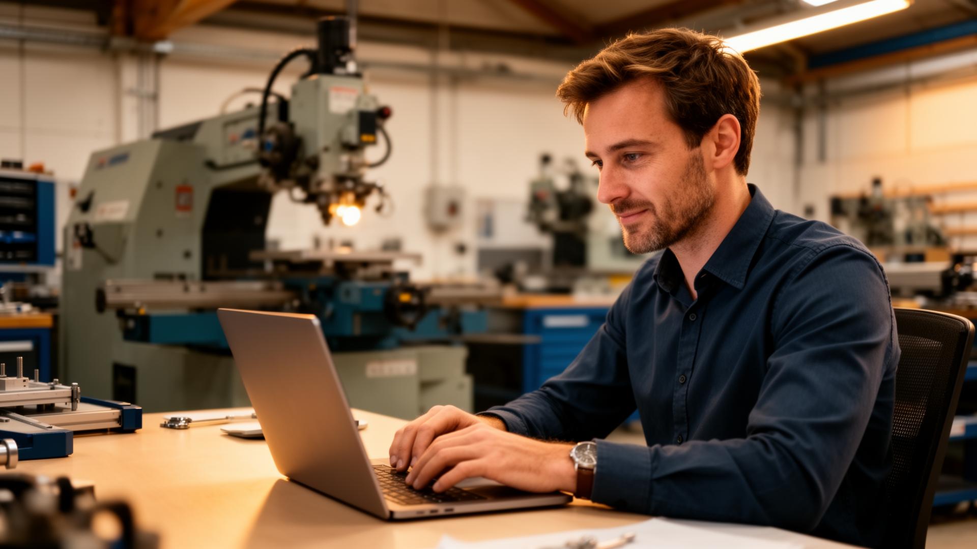 Engineering business owner updating their company profile