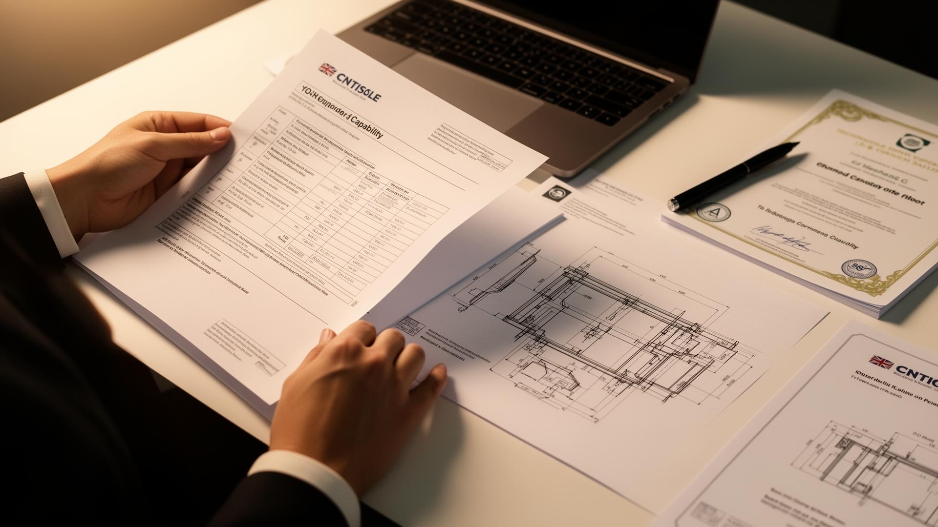 Buyer comparing UK supplier capabilities and certifications