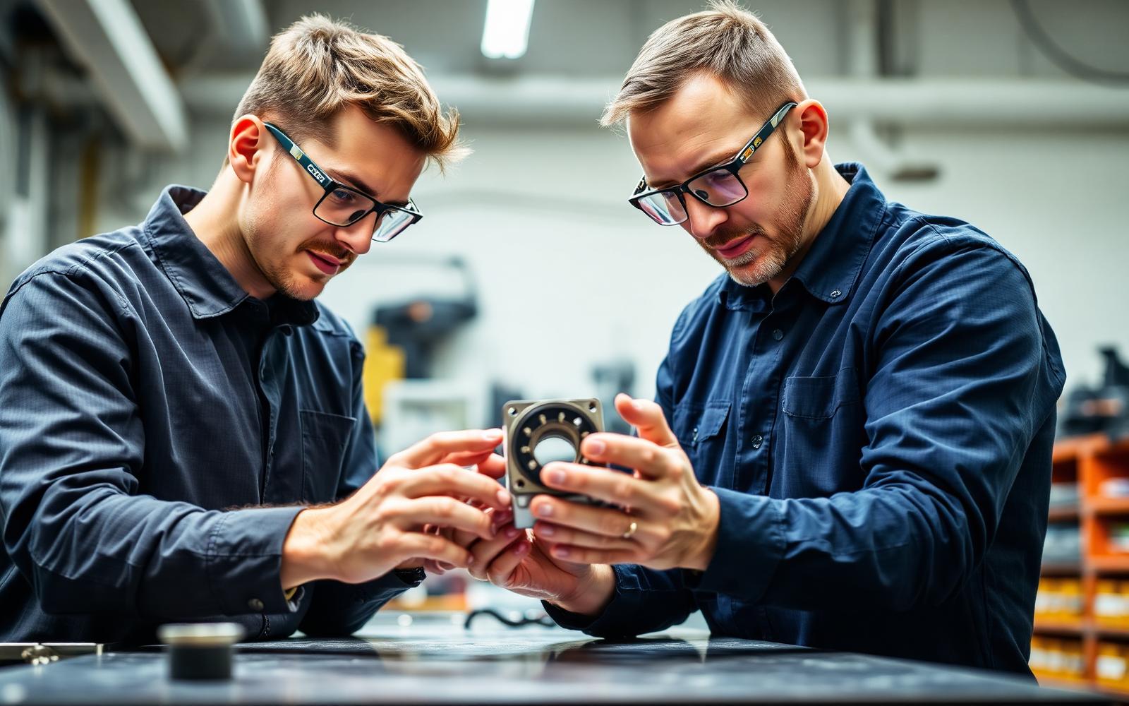 Engineers collaborating on a project review